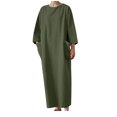 thumbnail image 2 of Jusqu'à 65 % de Rabais! Robes d'Été Mode pour Femmes 2024 Grande Taille Printemps et Col en V Uni Coton et Lin Décontractée avec Poches Robe à Manches Mi-Longues, 2 of 7