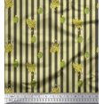 thumbnail image 1 of Soimoi Gray Rayon Fabric Cactus & Stripe Printed Fabric 1 Yard 56 Inch Wide, 1 of 1