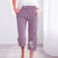thumbnail image 1 of Jsaierl Womens Capris with Pockets Drawstring Elastic Waisted Wide Leg Cropped Pants Plus Size Fashion Floral Print Capris, 1 of 5