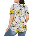 thumbnail image 4 of Hauts d'Été à Manches Courtes Femme Mode 2024 Blouses Plissées Chic Décontractées Col Rond T-Shirts de Couleur Unie (XX-Grand, Jaune 01), 4 of 6