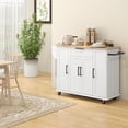 thumbnail image 2 of HOMCOM Kitchen Island on Wheels, Kitchen Cart with Solid Wood Top, White, 2 of 10