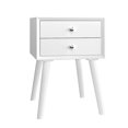 thumbnail image 1 of Gymax Table de Chevet en Bois Style Mi-Siècle Table d'Extrémité Latérale Chambre avec 2 Tiroirs de Rangement Blanc, 1 of 9