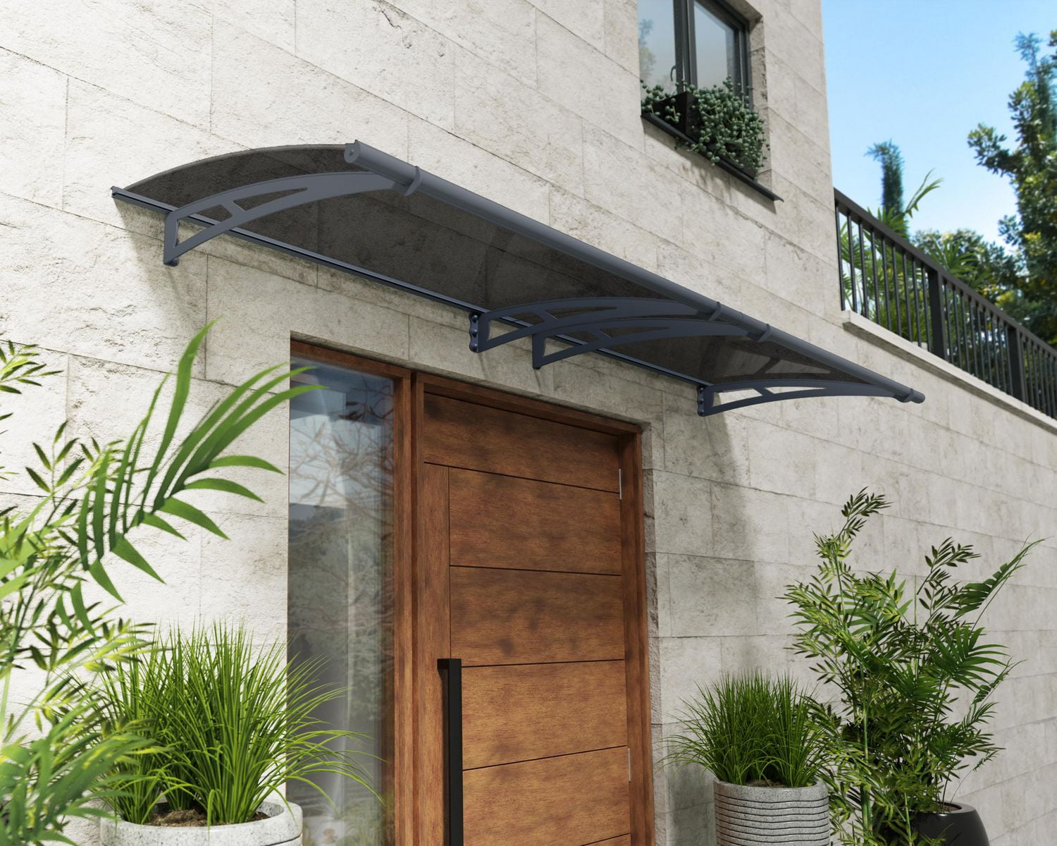 CANOPIA by PALRAM Auvent fixe pour portes et fenêtres Aquila, 3 pi x 10 pi, gris