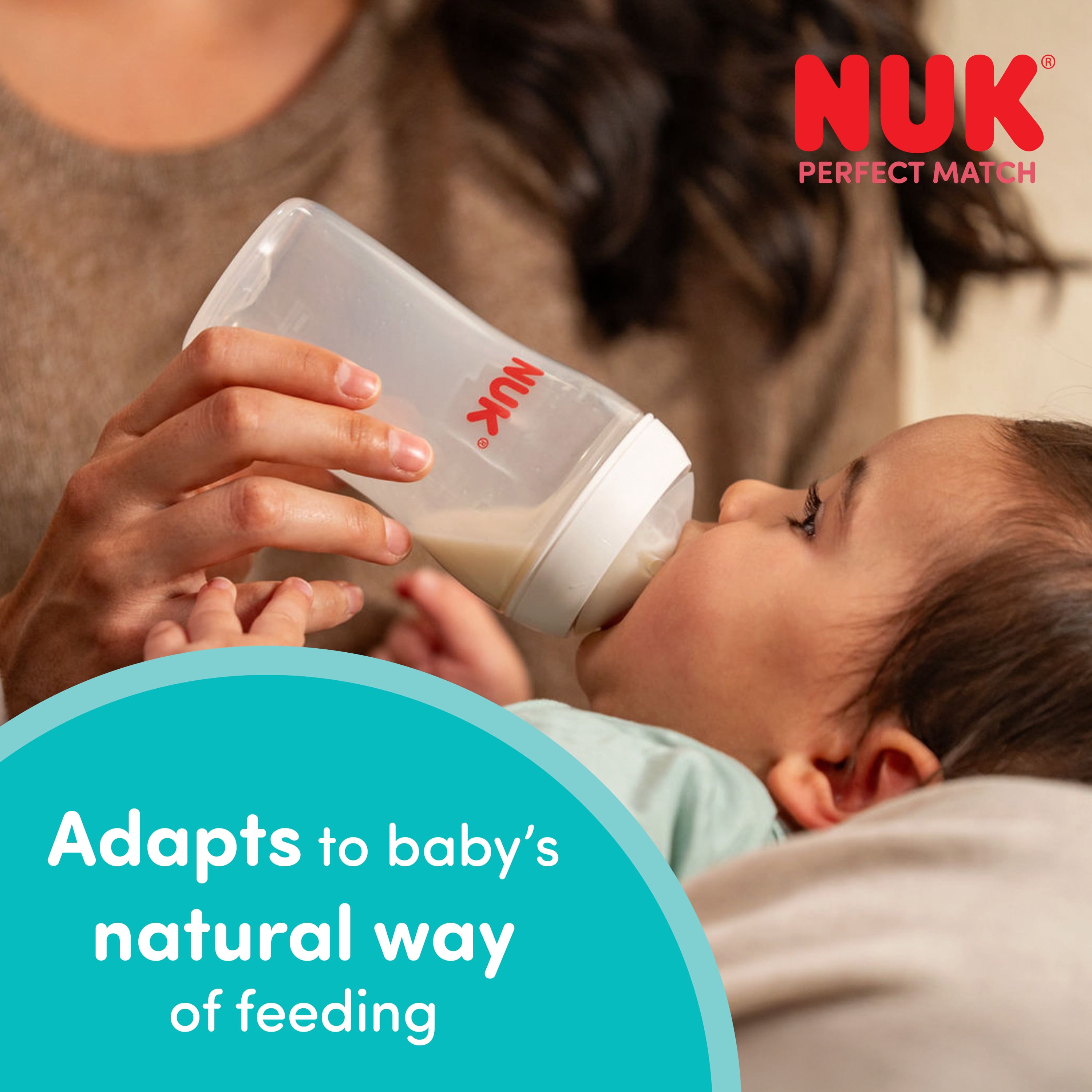 NUK Perfect Match Baby Bottle, 3+ Months, 260 ml, Anti Colic Feeding Bottle, Plastic, Temperature Control Indicator, Sheep, 3 Count