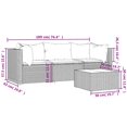 thumbnail image 4 of vidaXL 4 Piece Garden Lounge Set with Cushions Black Poly Rattan, 4 of 5