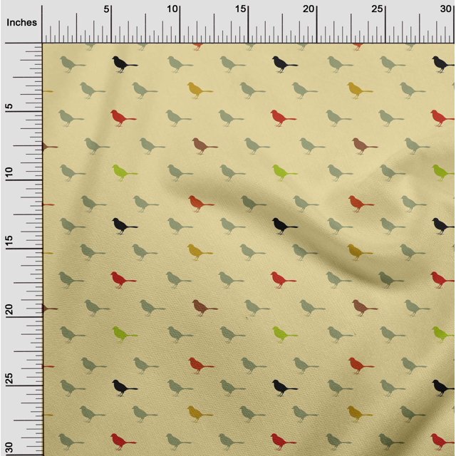 oneOone Silk Tabby Fabric Artistic Bird Print Sewing Fabric BTY 42 Inch Wide