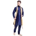 thumbnail image 4 of Foulard Kurta Pyjama pour Hommes Vêtements Indiens Robe de Fête de Mariage Indienne (Bleu, TG), 4 of 6