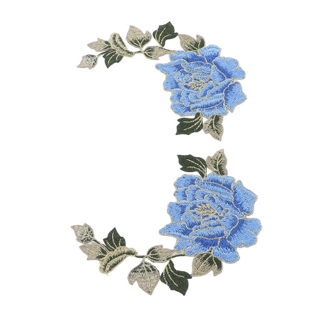 Flower Embroidery Patches, Beautiful Flower Patches DIY Patch Decorative 1 Pair For Clothes Yellow,Blue