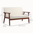 thumbnail image 3 of HOMCOM Loveseat Sofa Modern 2 Seater Couch with Rubber Wood Legs, Cream White, 3 of 10