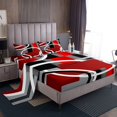 thumbnail image 1 of Erosebridal Draps à Rayures Rouges, Noires et Grises Format Double, Ensembles de Literie Modernes à Cercles Abstraits Taille Double 4 Pcs, 1 of 7