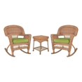 thumbnail image 1 of Jeco 3pc Wicker Rocker Chair Set in Honey with Green Cushion, 1 of 10