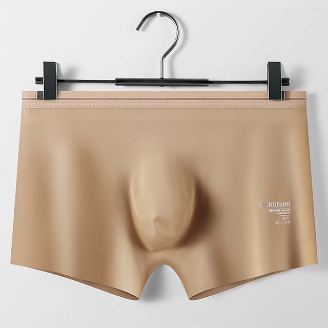 RXIRUCGD Mens Underwear Men's Solid Color Ice Silk Seamless One Piece Boxer Briefs