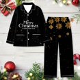 thumbnail image 2 of 2025 Femmes Noël Col à Revers Pleine Grande Taille Pyjamas Imprimé Père Noël Vacances Décontracté Pyjama Été Flocons de Neige Manches Longues Pantalon Peignoir pour Femmes, 2 of 3