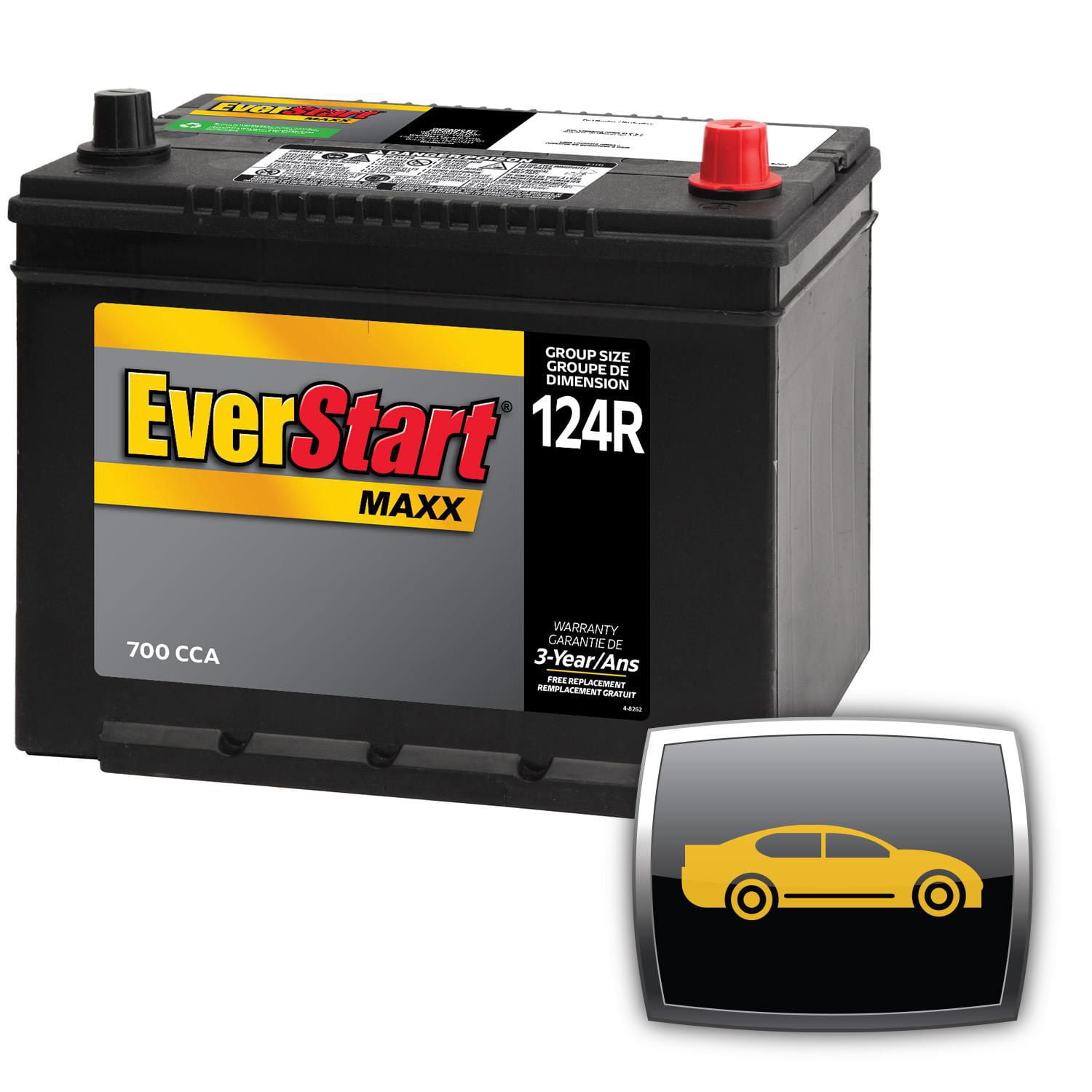 EverStart Auto MAXX-124RN, 12 Volt, Car Battery, Group Size 124R, 700 CCA