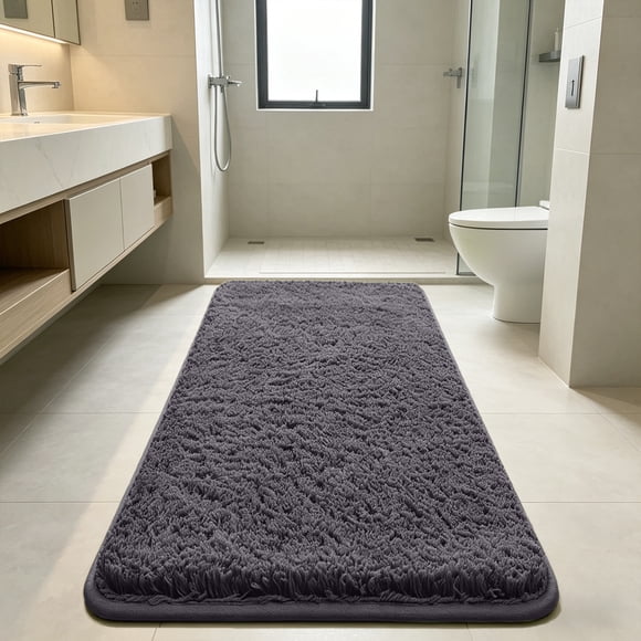 Aaihamo Long Runner Rug, 40x120cm Shaggy Runner Carpet, Extra Thick Fluffy Absorbent Floor Mat Non Slip Latex Backing for Bathroom Laundry Entryway