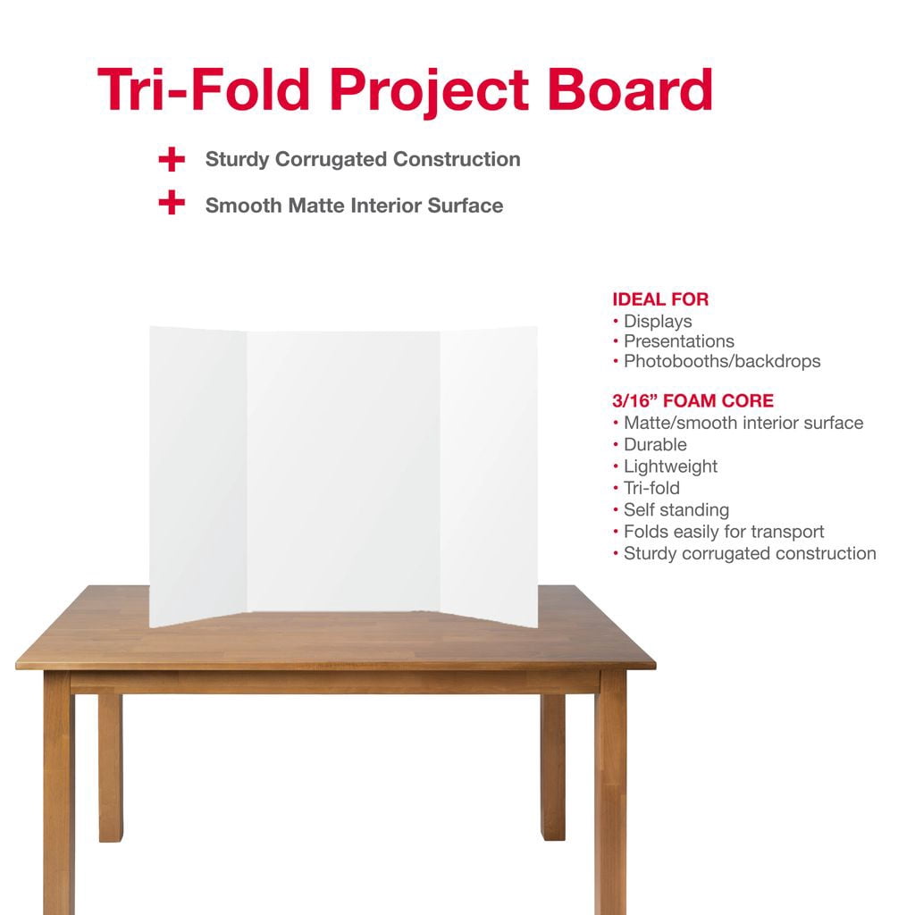Formit Panneau De Présentation Pour Projets Triptyque Blanc 36 Po X 48 Po (91,4 Cm X 121,9 Cm)
