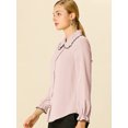 thumbnail image 4 of INSPIRE CHIC Women's Sweet Ruffle Peter Pan Collar Button Up Work Shirts, 4 of 6