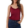 thumbnail image 1 of INSPIRE CHIC Camisole en Satin pour Femme à Col en V à Bretelles Spaghetti en Soie pour Dormir et Se Détendre Pyjama Blouse L Rouge, 1 of 6