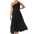 thumbnail image 3 of Robe Longue Femme Décontractée Plissée Midi Fête Danse Plage Vacances Bureau Mode Été Noir m, 3 of 9