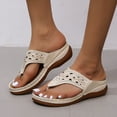 thumbnail image 4 of EINCcm Sandales pour Femmes, Sandales de Plage pour Femmes, Sandales de Plage d'Été pour Dames à Talon Compensé Pantoufles Sandales Décontractées Sandales de Plage Chaussures pour Femmes, Beige, 37, 4 of 5