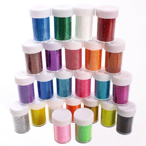 Fine Glitter Set 20g, 24pcs Glitter Shake Jars for Art Crafts Painting Scrapbooking Body Slime Holiday Party Supply, Multi Color Assorted Set