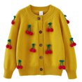 thumbnail image 2 of Zwiiyzr Girls Sweaters Kids Open Front Button Down Long Sleeve Knit Cardigans Sweater Cardigan Jacket 2-8Y Yellow, 2 of 3