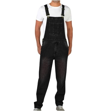 Penkiiy Salopette en Denim pour Homme, Salopette de Travail pour Homme avec Bretelles Ajustables et Poches à Outils Pratiques TG Noir