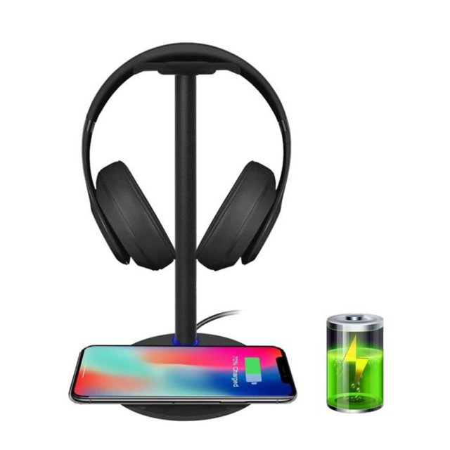ruzhgo Universal Headphones Stand Holder Wireless Charger Earphone Display Rack Hanger Bracket for Over Ear Headsets