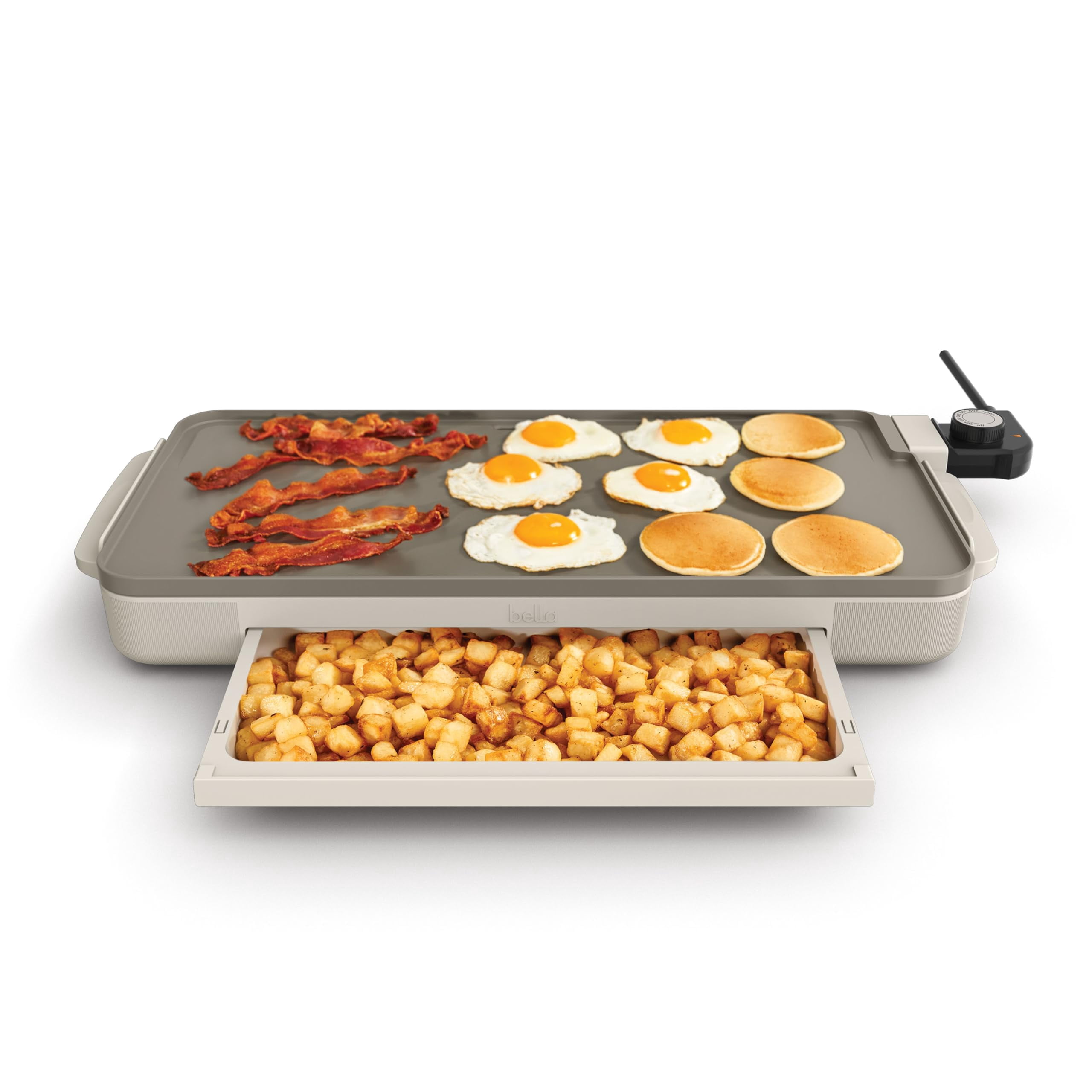 bella 10" x 20" Electric Griddle with Warming Tray, EverGood™ Ceramic Nonstick Coating & Removable Temperature Probe, Dishwasher-Safe Drip Tray