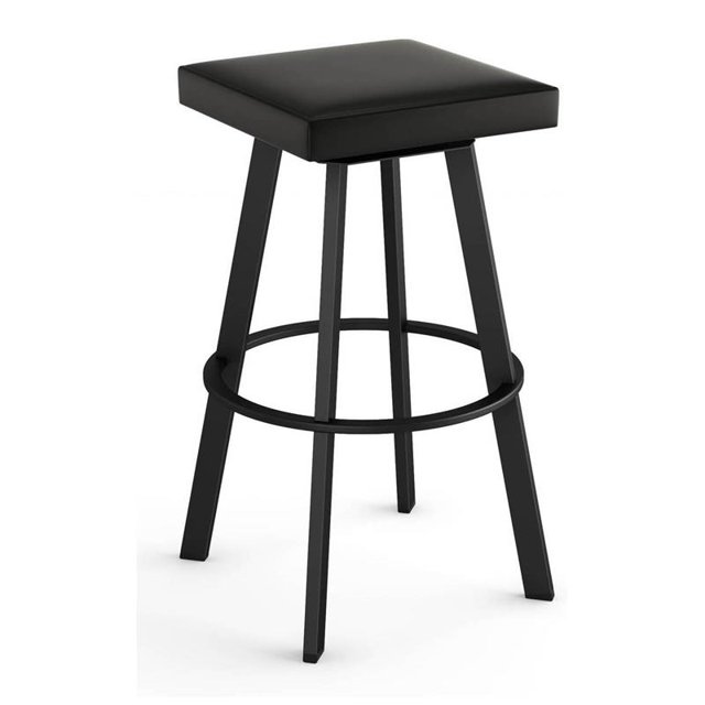 Amisco Sinclair 25.25" Faux Leather Swivel Counter Stool in Black
