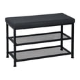 thumbnail image 1 of Fabric Upholstered Shoe Storage Bench Shoe Rack Entryway Bench, Grey, 1 of 2