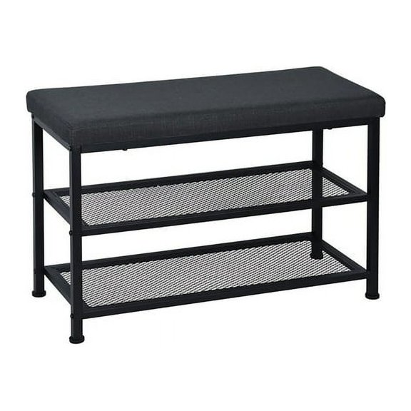 Banc de Rangement pour Chaussures Rembourré en Tissu, Étagère à Chaussures, Banc d'Entrée, Gris