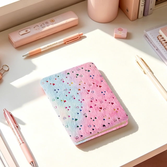 BUTASY Notebook Plushes Cover Notebook Fabric Notebook Student Diary for The Start Of School Season Cute Furry Fabric Student Notebook