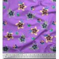 thumbnail image 1 of Soimoi Purple Rayon Fabric Leaves & Flower Floral Decor Fabric Printed Yard 42 Inch Wide, 1 of 3