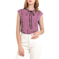 thumbnail image 1 of INSPIRE CHIC Women's Tie Neck Cap Sleeve Button Down Ruffle Summer Shirts, 1 of 6