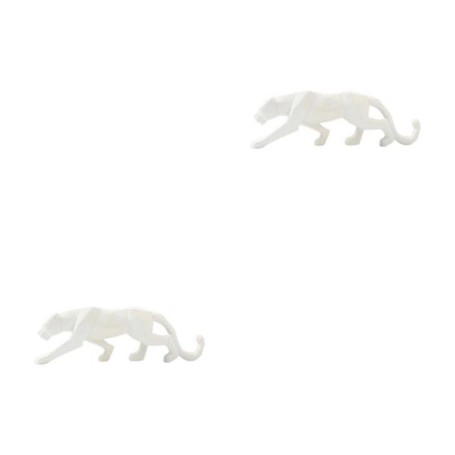 Transemion en Résine Animal Forme Sculpture Brillant Décoratif Décoration Ornement Blanc 2Set