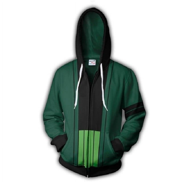 One Piece Anime Cardigan à Capuche Imprimé 3D avec Fermeture Éclair