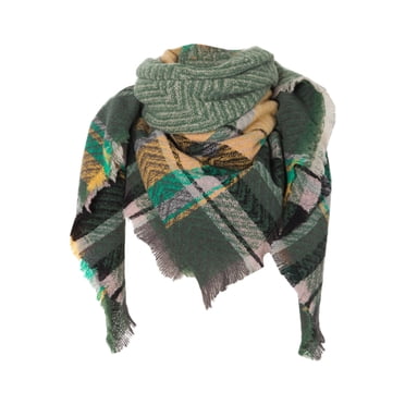 B91xZ Foulard à Carreaux pour Hommes Femmes Foulard Triangulaire d'Hiver Classique à Carreaux Chaude Surdimensionnée Douce Grandes Foulards Châle Tricoté,C Taille Unique