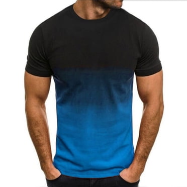 lcziwo T-Shirts à Manches Courtes Chemises pour Hommes T-Shirt Teinture sur Nœuds T-Shirt à Rayures T-Shirt à Blocs de Couleur T-Shirt à Col Rond T-Shirt Graphique Haut Mode 2024 Bleu TTTTG