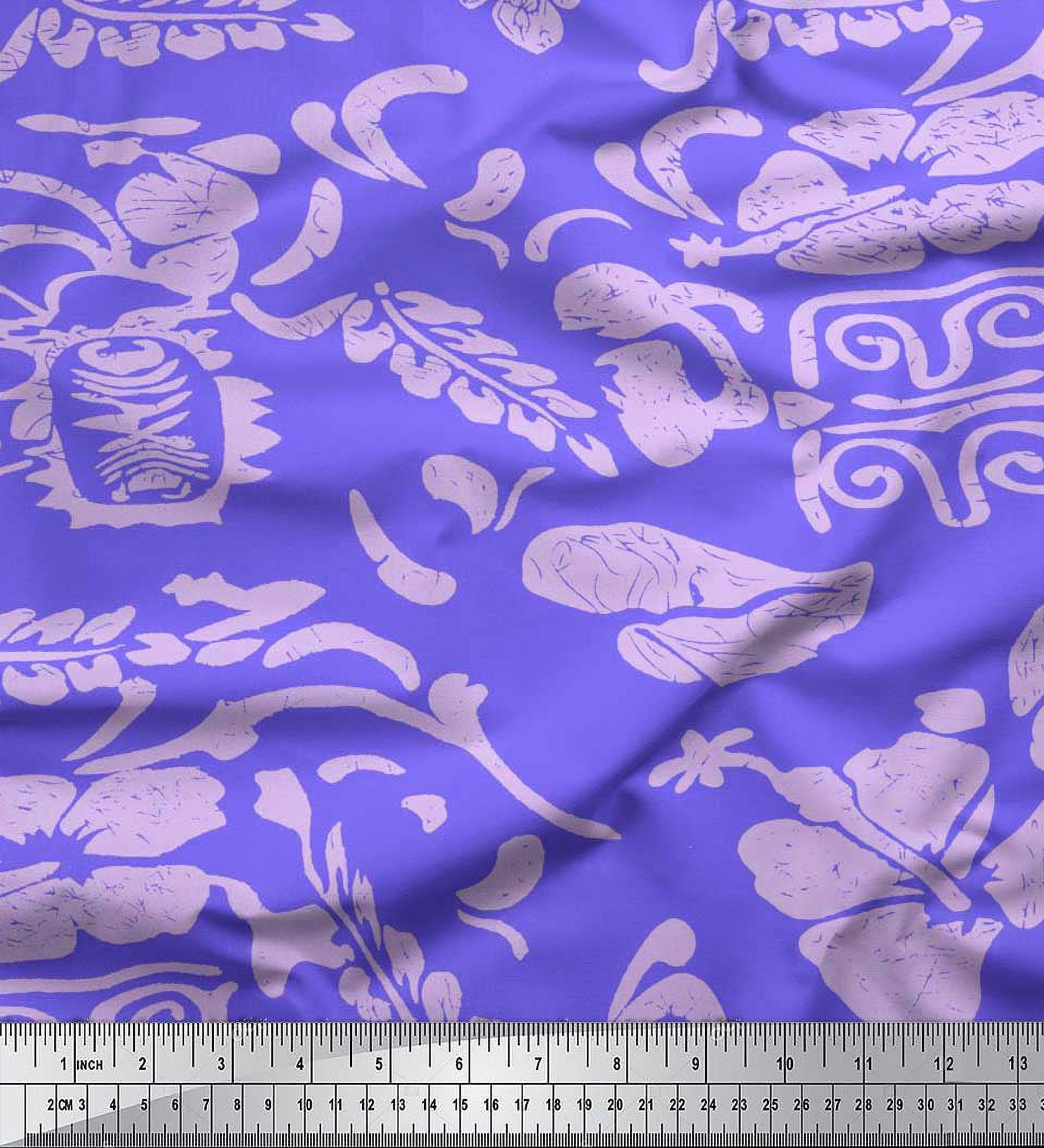 Soimoi Velvet Fabric Flower Artistic Print Fabric by Yard 58 Inch Wide