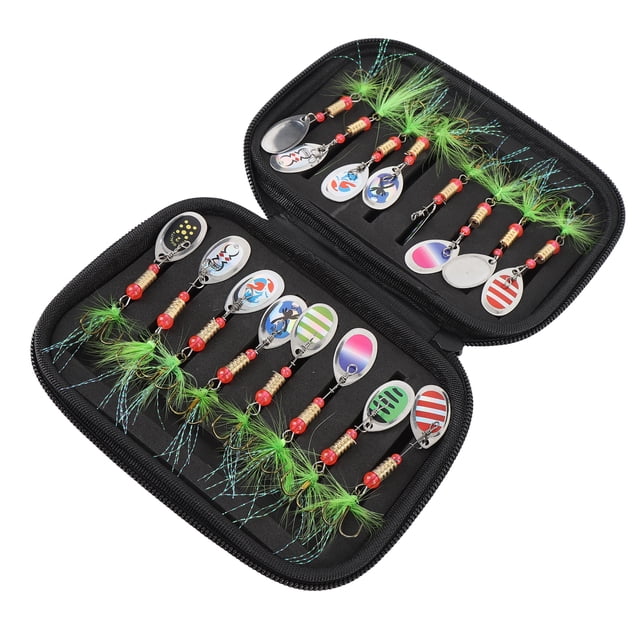 Metal Fishing Lures, Shiny Blades Compact Fishing Lures Portable Treble Hook for Bass