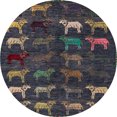 thumbnail image 1 of Ahgly Company Tapis Rond Abstrait Grès Brun Lavable en Machine, 6 Pieds Rond, 1 of 7
