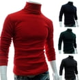 thumbnail image 1 of Autumn Men Solid Color Turtle Neck Long Sleeve Sweater Slim Knitted Pullover Top, 1 of 8