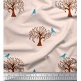 thumbnail image 1 of Soimoi Tissu Georgette Viscose Imprimé Oiseau & Arbre par Yard 42 Pouces de Large, 1 of 3