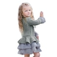 thumbnail image 2 of EGNMCR Robe Sans Manches à Col Rond Tout-Petits Enfants Bébés Filles Chandail Tricoté Robe d'Hiver au Crochet avec Tulle Chandail Robe Fille, 2 of 9