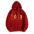 thumbnail image 4 of Liquidation d'Hiver pour Femmes Mode Décontractée Nouvel An Blouse Imprimée à Manches Longues avec Poche Chandail à Enfiler Hauts Chandails à Capuchon Tenues d'Hiver pour Femmes 2023 en Liquidation, 4 of 5