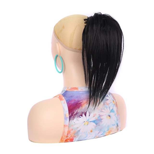 Extensions de Queue de Cheval à Pince Courte en Cheveux Synthétiques Raides pour Femmes