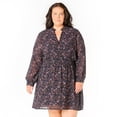 thumbnail image 1 of Devoted Taille Plus Femme Mini robe à manches longues avec taille smockée et boutons sur le devant, 1 of 6