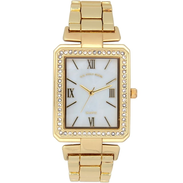 U.S. Polo Assn. Montre Femme Dorée Rectangle avec Cristaux
