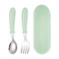thumbnail image 1 of 2pcs Stainless Steel Baby Tableware Set Portable Baby Spoon And Fork Set With Storage Box Cute Baby Cutlery Set Self Feeding Learning Dishwasher Baby Equipment For Chil, 1 of 5